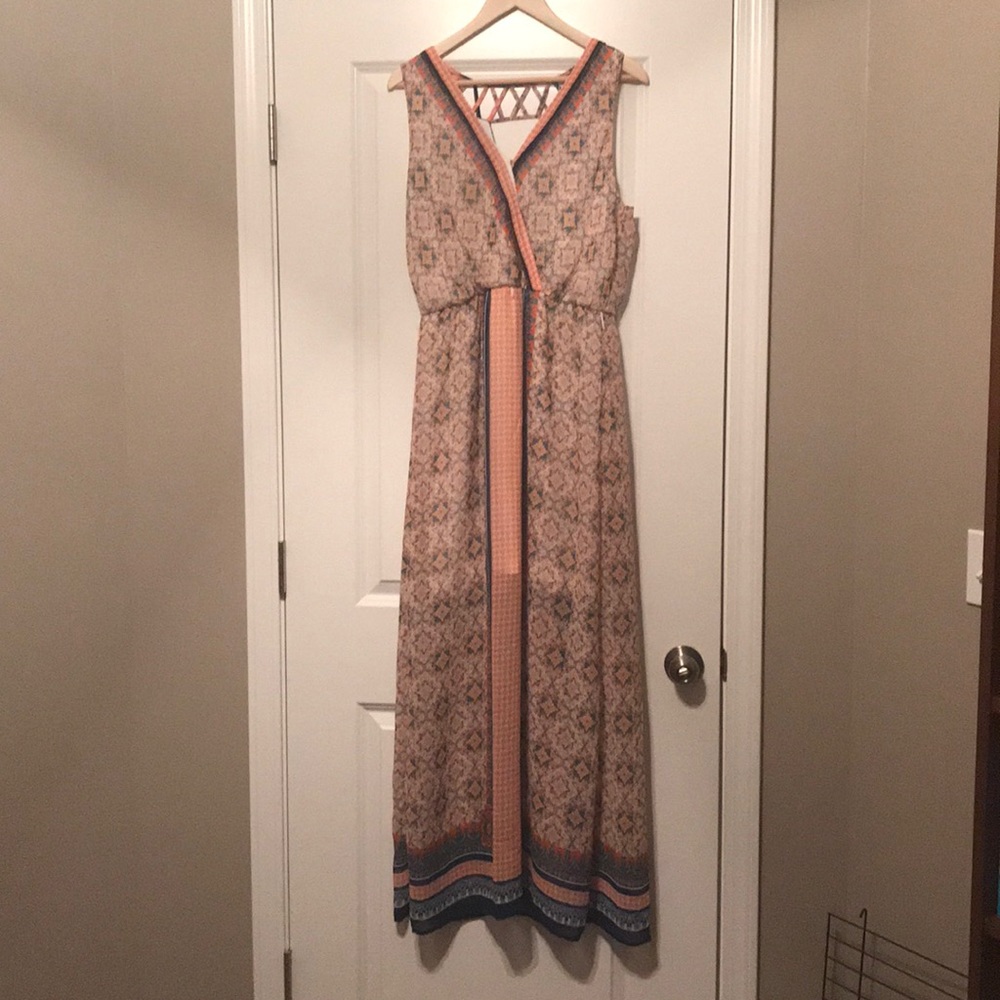 Colorful Maxi Dress with Knee Length Under Layer